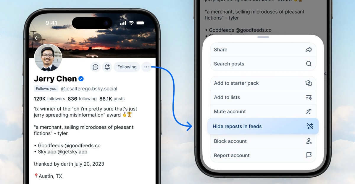 Bluesky lets users hide reposts from specific accounts