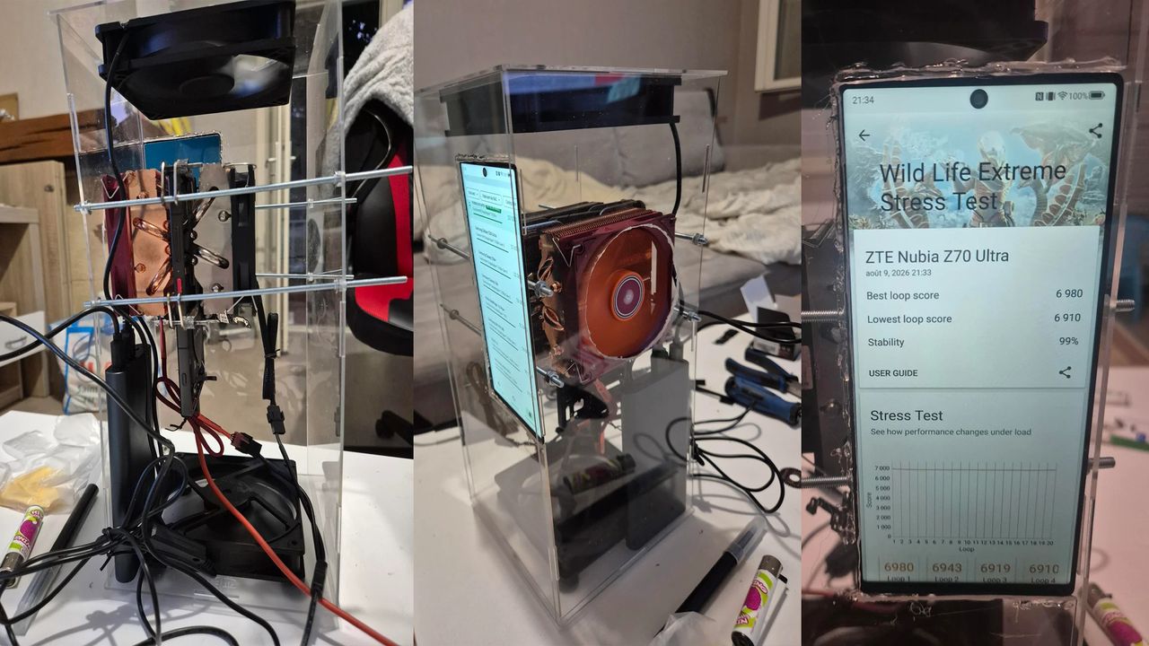 Nubia Z70 Ultra desktop PC mod runs The Witcher 3 with dual coolers