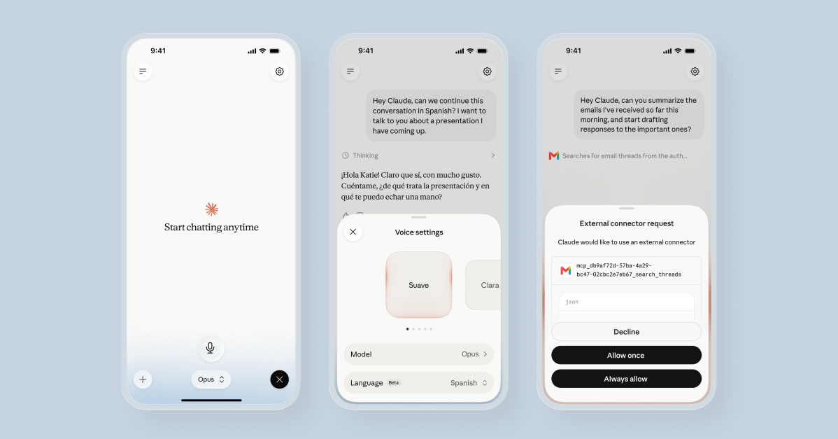 Claude voice mode expands to Opus and Sonnet