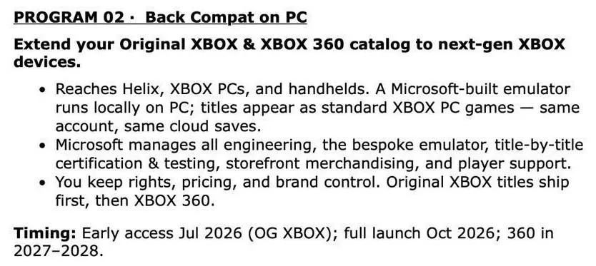 Xbox Helix backward compatibility plan would depend on publisher opt-ins
