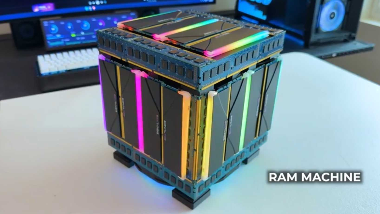 RAM Machine giveaway puts an RTX 5060 inside a wall of RGB memory sticks